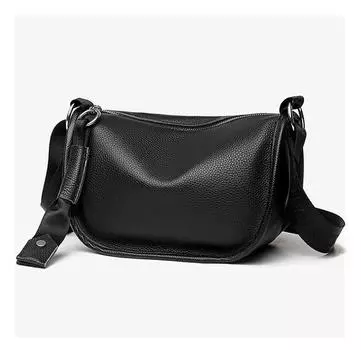 Большая вместительная кожаная женская сумка, модная простая сумка-мессенджер, мягкая кожаная текстура, сумка через плечо чёрный