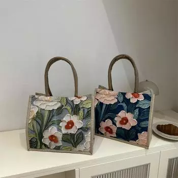 Большая вместительная льняная сумка для поездок на работу, новая сумка через одно плечо, этнический стиль, студенческая ручная сумка для занятий