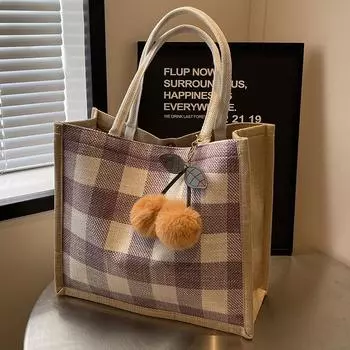 Большая вместительная льняная сумка-тоут для женщин, новая модная сумка на плечо для женщин, сумка для студентов колледжа