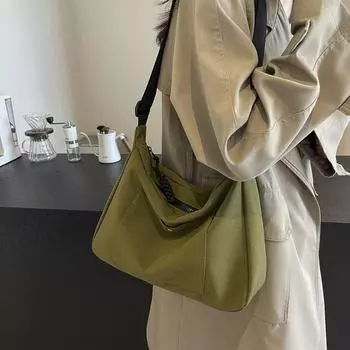 Большая вместительная легкая сумка женская сумка через плечо однотонная сумка через плечо чёрный