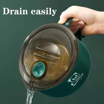 Большая вместительная миска для лапши быстрого приготовления из нержавеющей стали 304 с крышкой, ланч-бокс для студенческого женского общежития, может сливать большую лапшу быстрого приготовления 201greenwan1060gaitangchi