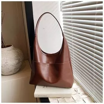 Большая вместительная модная фактурная сумка для поездок на работу женская осень 2024 года, новая ретро-сумка через плечо под мышкой чёрный