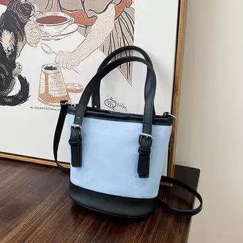 Большая вместительная модная и простая иностранная сумка для отдыха, темпераментная сумка для поездок на работу 2024 года, новая сумка-ведро для почтальона синий