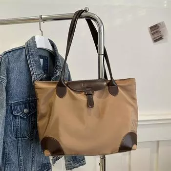 Большая вместительная модная сумка-тоут простая женская сумка из ткани Оксфорд новая универсальная повседневная сумка через плечо с текстурой чёрный