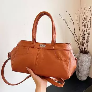 Большая вместительная мягкая сумка для женщин, зимняя, для пожилых людей, переносная сумка для поездок на работу, одно плечо, через плечо 32*15*19 коричневый