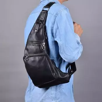 Большая вместительная мужская кожаная поясная сумка через плечо многофункциональная сумка-кошелек для телефона нагрудная сумка