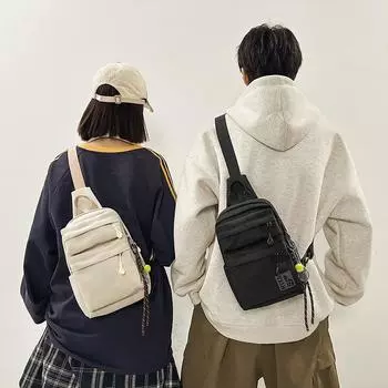 Большая вместительная мужская нагрудная сумка, однотонная женская сумка через плечо чёрный