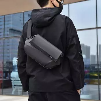 Большая вместительная нагрудная сумка мужская сумка через плечо мужская сумка через плечо Without Magnetic Closure серый