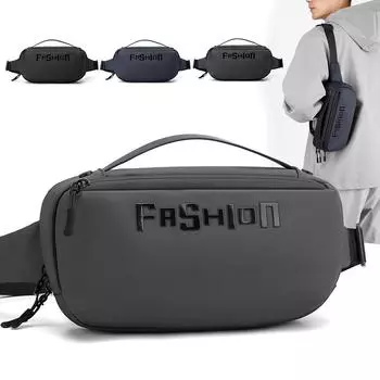 Большая вместительная нагрудная сумка мужская кожаная пленочная поясная сумка водоотталкивающая сумка через плечо рюкзак серый