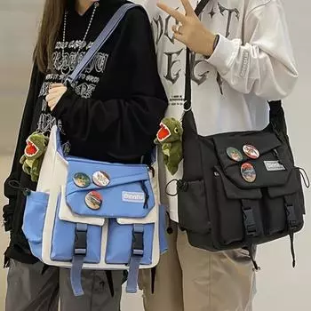 Большая вместительная нейлоновая почтовая сумка в японском стиле, повседневная сумка-мессенджер на одно плечо, унисекс Yellow Bag