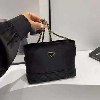 Большая вместительная нейлоновая сумка, модный рюкзак с одним плечом и цепочкой из бриллиантов, премиум-класса Sense Bucket Backpack чёрный