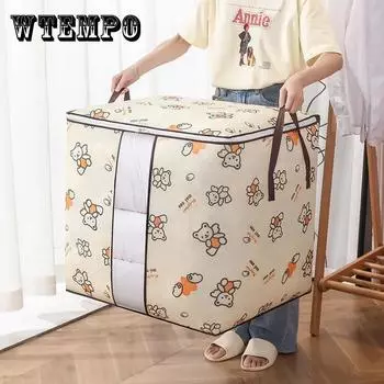 Большая вместительная нетканая сумка для хранения одежды на молнии, легкая водонепроницаемая пылезащитная сумка для хранения большой емкости