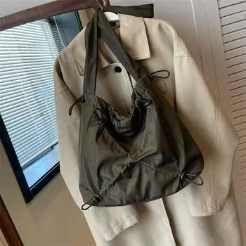 Большая вместительная однотонная нейлоновая сумка на молнии, мягкая, маятниковая, популярная сумка, универсальная, модная сумка через плечо