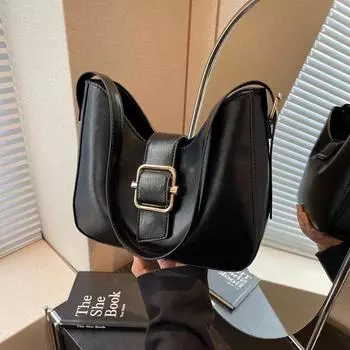 Большая вместительная однотонная сумка через плечо для женщин, женская сумка подмышкой, простая и повседневная ретро-мода, новая