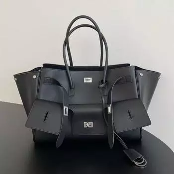 Большая вместительная официальная сумка для документов, персонализированная кожаная женская сумка-тоут, модная сумка на одно плечо для поездок на работу и обратно 37x14x37cm чёрный/золотой