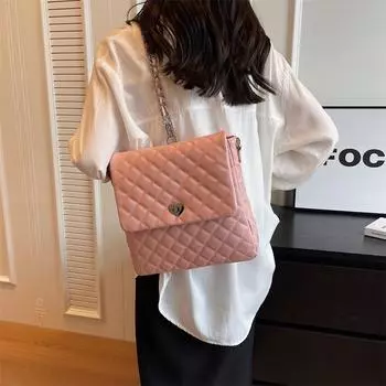 Большая вместительная персонализированная сумка-цепочка, новый летний модный тренд, однотонная сумка-рюкзак из искусственной кожи в иностранном стиле розовый