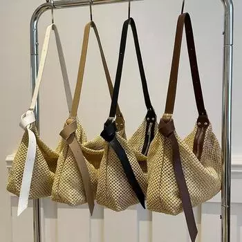 Большая вместительная плетеная сумка для женщин, летняя модная сумка через плечо для женщин, студентов колледжей, сумка для игрушек в дорогу