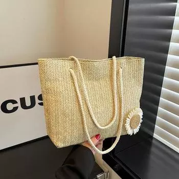 Большая вместительная плетеная сумка женская летняя 2024 новая трендовая модная сумка через плечо подмышку повседневная иностранная стильная портативная большая сумка