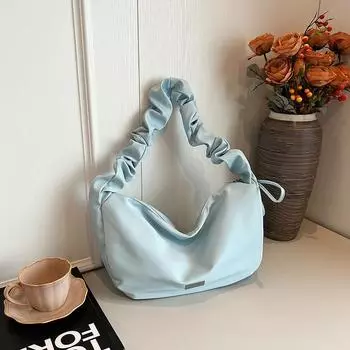 Большая вместительная плиссированная сумка, женская мода 2024 года, новый нишевый дизайн, сумка через плечо на одно плечо, сумка для пельменей