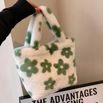 Большая вместительная плюшевая сумка, новый стиль, меховая сумка для переноски, простая сумка для девочек, милая плюшевая сумка, женская сумка