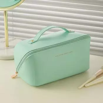 Большая вместительная подушка для макияжа, портативная дорожная косметичка, сумка премиум-класса, водонепроницаемая сумка из искусственной кожи для хранения
