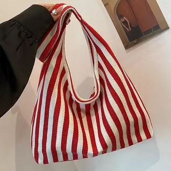 Большая вместительная полосатая сумка для женщин, новая модная сумка-тоут для женщин, студенческая сумка для студентов колледжей