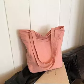 Большая вместительная повседневная сумка из ткани, большая женская сумка 2024 года, новая модная простая сумка через плечо, корейская версия, модная сумка-тоут для поездок на работу чёрный