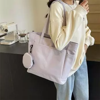 Большая вместительная пригородная сумка, женская легкая сумка через плечо, сумка-тоут чёрный