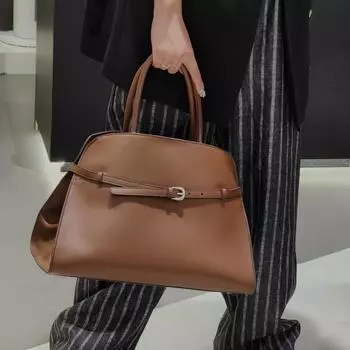 Большая вместительная ретро-сумка для женщин, новая свободная, простая и высококачественная конструкция с ремнем для поездок на работу 39x20x29cm коричневый