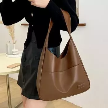 Большая вместительная ретро-сумка, водонепроницаемая сумка из искусственной кожи, стильная текстурированная сумка для хранения, женские аксессуары коричневый