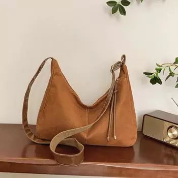 Большая вместительная ретро-сумка, женская сезонная модная матовая сумка на плечо, повседневная сумка-мессенджер коричневый