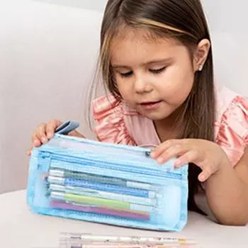 Большая вместительная сетчатая сумка для канцелярских принадлежностей, простая прозрачная сетчатая косметичка, студенческие переносные сумки для хранения, дорожные косметички One Size синий