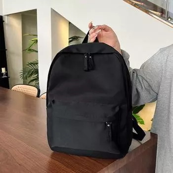 Большая вместительная школьная сумка женская весна 2024 года корейская версия прилива младшие классы средней школы студенты колледжа кампус мода универсальный рюкзак рюкзак чёрный
