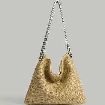 Большая вместительная соломенная сумка в стиле морского отпуска, универсальная сумка через плечо для бега на работу и обратно