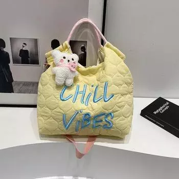 Большая вместительная студенческая сумка для женщин, новая портативная сумка с надписью, одно плечо, сумка через плечо