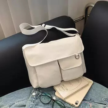 Большая вместительная студенческая сумка-мессенджер, однотонная сумка через плечо, маленькая квадратная сумка, корейская версия, Ins New