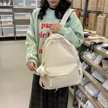 Большая вместительная сумка 2024 года, новый универсальный рюкзак для женщин, портативный рюкзак для школьников и студентов старших классов, рюкзак для отдыха и прогулок белый