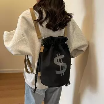 Большая вместительная сумка 2024 года, новый универсальный рюкзак для женщин, ретро-текстура, портативный школьный рюкзак для студентов, рюкзак премиум-класса чёрный