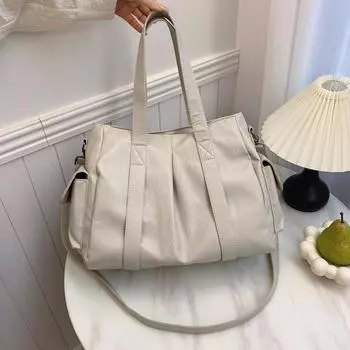 Большая вместительная сумка 2024 года, новая повседневная универсальная сумка через плечо в иностранном стиле, простая женская сумка в стиле ретро 35*18*28 чёрный