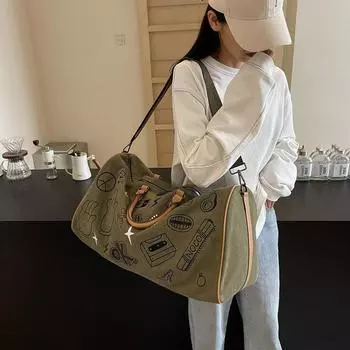 Большая вместительная сумка 2024 года, новая повседневная универсальная сумка-мессенджер для деловых поездок, женская модная портативная сумка для путешествий на короткие расстояния чёрный