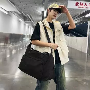 Большая вместительная сумка 2024 года, новая универсальная сумка-мессенджер из нейлоновой ткани для деловых поездок, женская сумка для коротких поездок, большая сумка чёрный