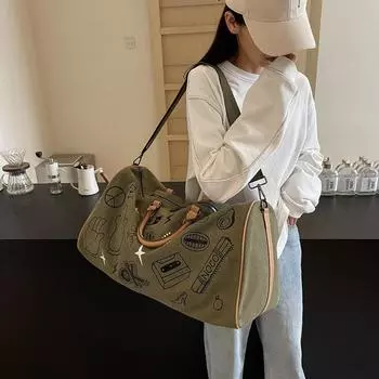 Большая вместительная сумка 2024 года, новая повседневная универсальная дорожная сумка через плечо, женская модная ручная сумка для путешествий чёрный