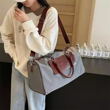 Большая вместительная сумка 2024 года, новая повседневная сумка-мессенджер для деловых поездок, женская тканевая сумка, модная портативная сумка для путешествий на короткие расстояния серый