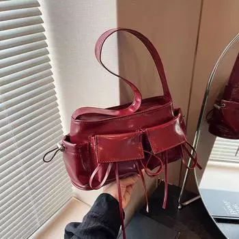 Большая вместительная сумка-арка для женщин, красные сумки подмышки, универсальная повседневная сумка на одно плечо в стиле ретро, новая