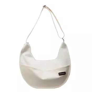 Большая вместительная сумка через плечо женская сумка нейлоновая сумка через плечо сумка хобо бежевый