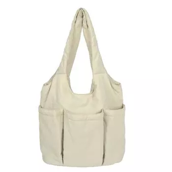 Большая вместительная сумка через плечо, женская однотонная сумка бежевый