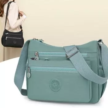 Большая вместительная сумка через плечо женская нейлоновая сумка через плечо однотонная сумка для мам темно-синий