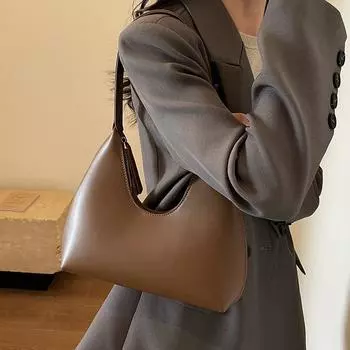 Большая вместительная сумка через плечо для женщин 2024 года, новая высококачественная женская ретро-сумка, универсальная, осенне-зимняя, популярная, переносная сумка через плечо чёрный
