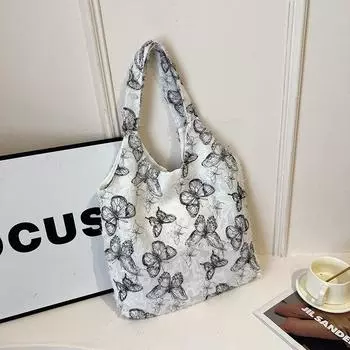 Большая вместительная сумка через плечо 2024 года, новая сумка-тоут с ленивым ветром, красивая персонализированная студенческая сумка-жилет, ручная сумка чёрный