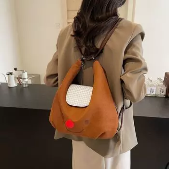 Большая вместительная сумка через плечо для женщин 2024 года, новая осенняя симпатичная мультяшная сумка-смайлик, повседневная сумка-тоут